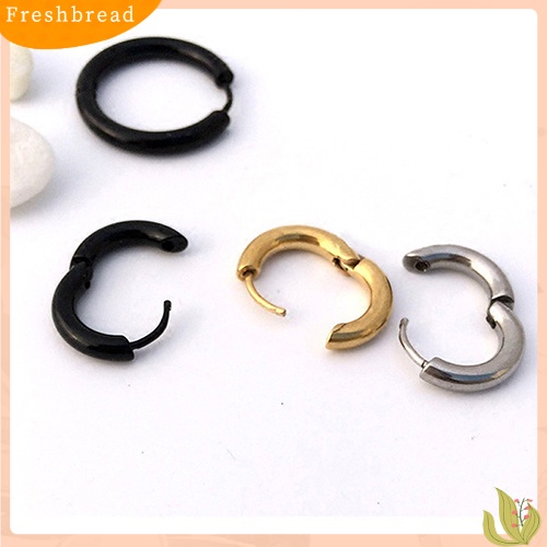 &lt; Freshbread &gt; 1Pc 16/21/23mm Gothic Punk Sederhana Baja Titanium Hoop Earring Tindik Anting