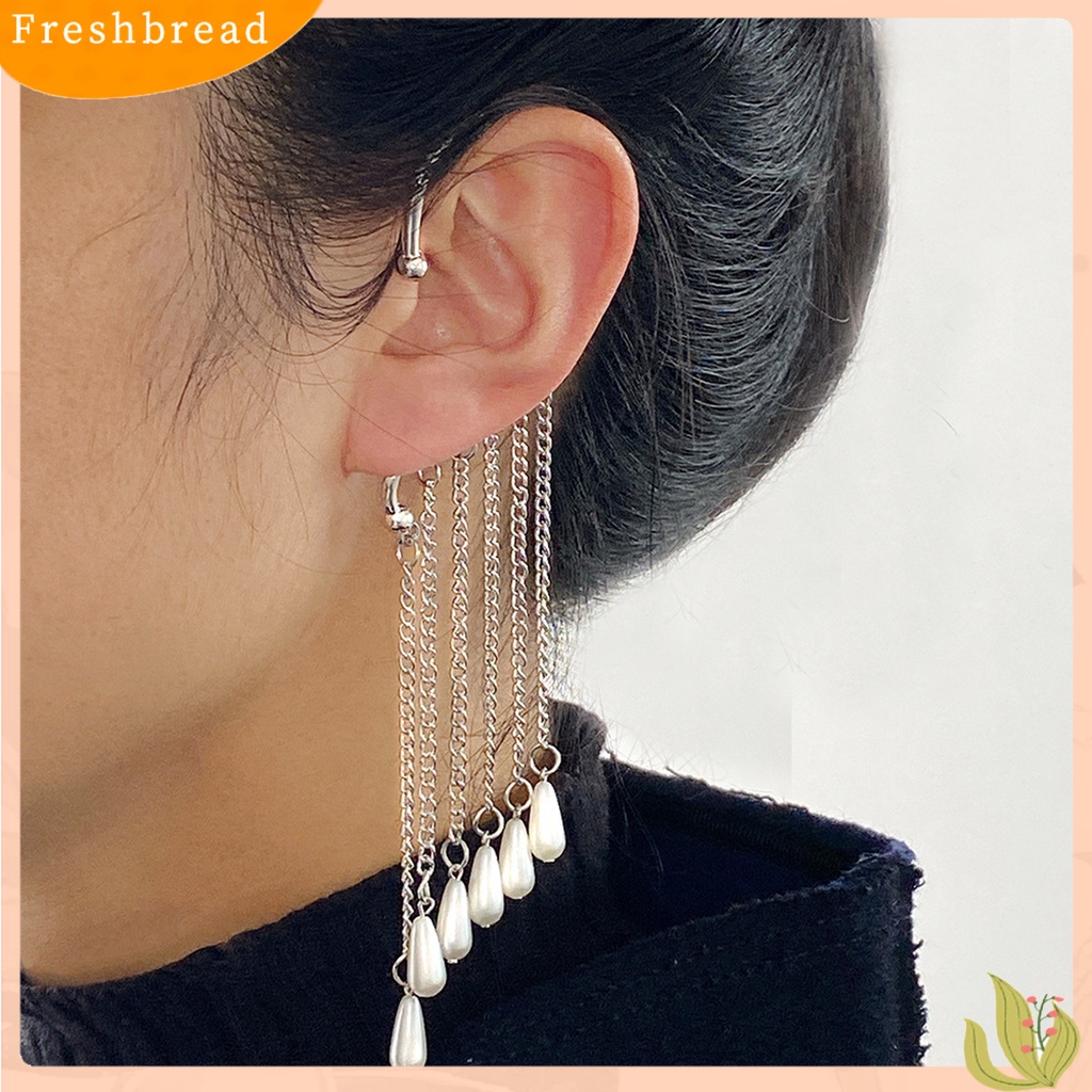 &lt; Freshbread &gt; 1pc Lady Earrings Tanpa Tindik High-end Berlian Imitasi Mengkilap Panjang Rumbai Bentuk Kupu-Kupu Menjuntai Anting-Anting Wanita Perhiasan