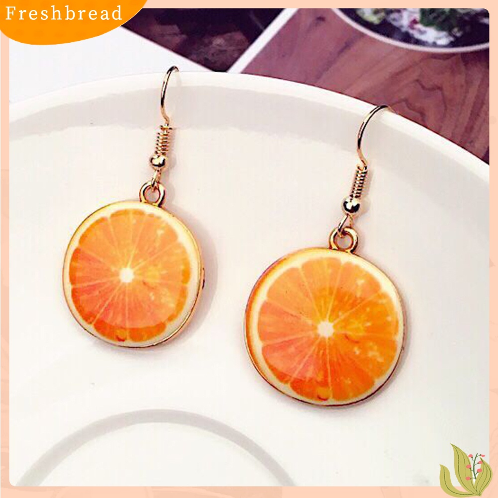 &lt; Freshbread &gt; Semangka Strawberry Orange Buah Lucu Liontin Wanita Kait Anting Perhiasan