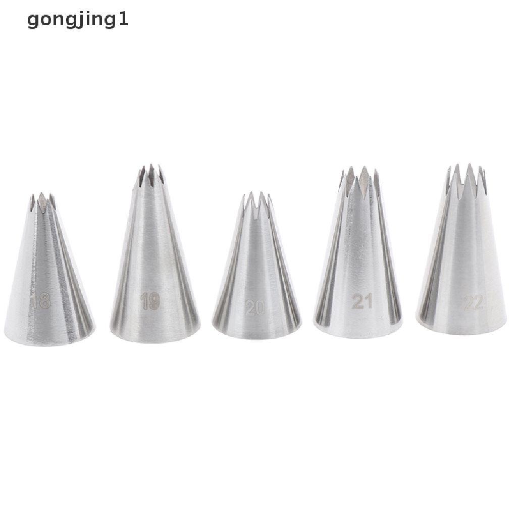 Ggg 9pcs Open Star Cream Piping Nozzle Dekorag Kue Set Metal Pastry Bag Tips ID