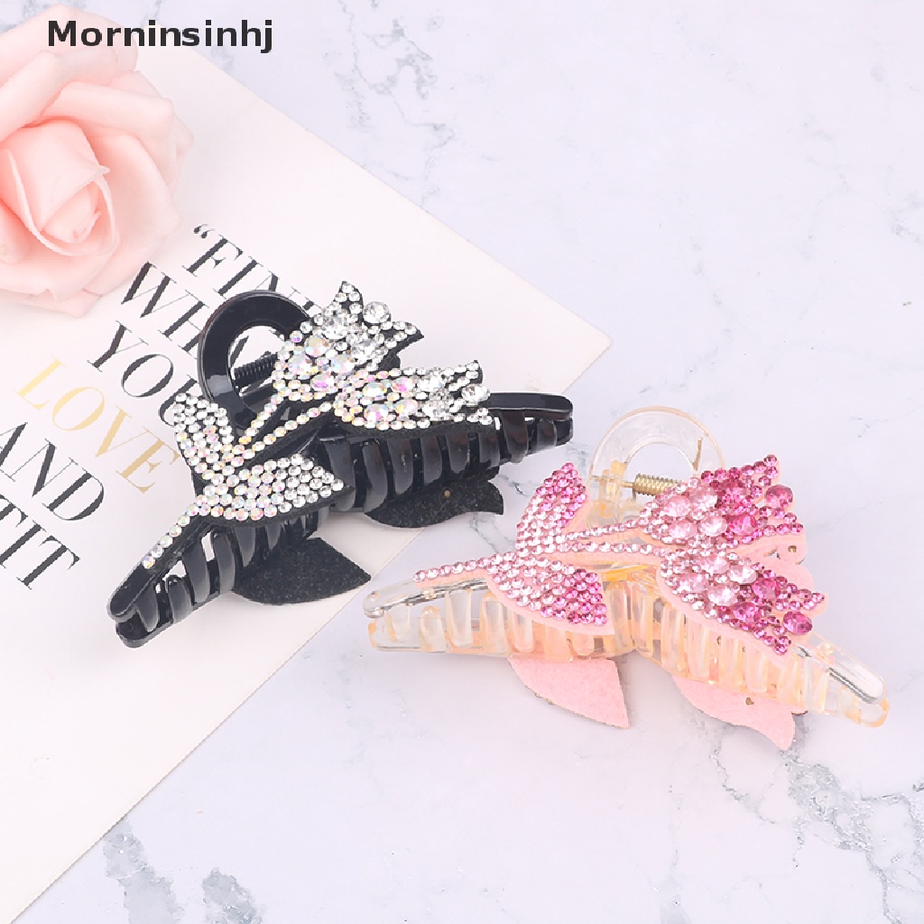 Mornin French Tulip Rhinestone Hair Claw Penjepit Cakar Bentuk Bunga Elegan Untuk Wanita id