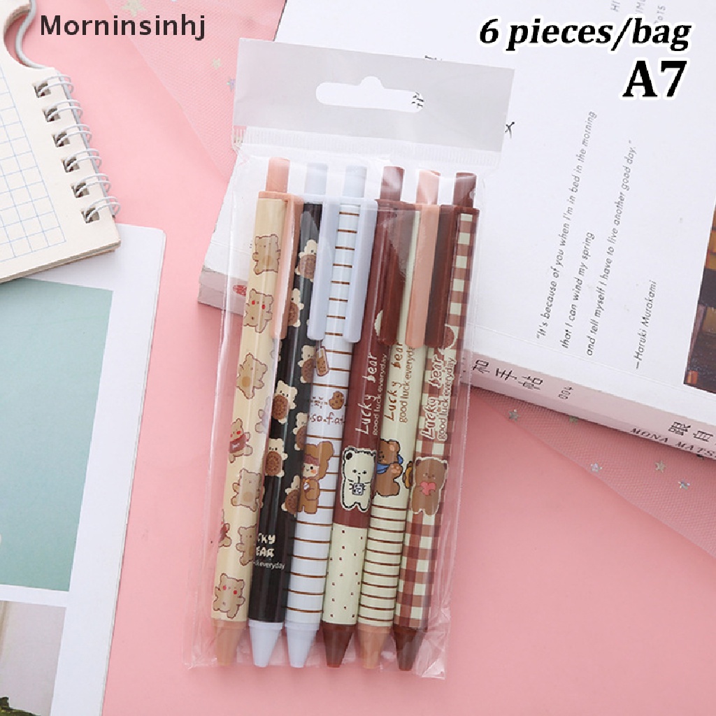 Mornin 6Pcs Kawaii Gel Pen Set Kartun Press Pen Untuk Siswa Lucu Gelpen 0.5mm Kantor Sekolah Alat Tulis Belajar id