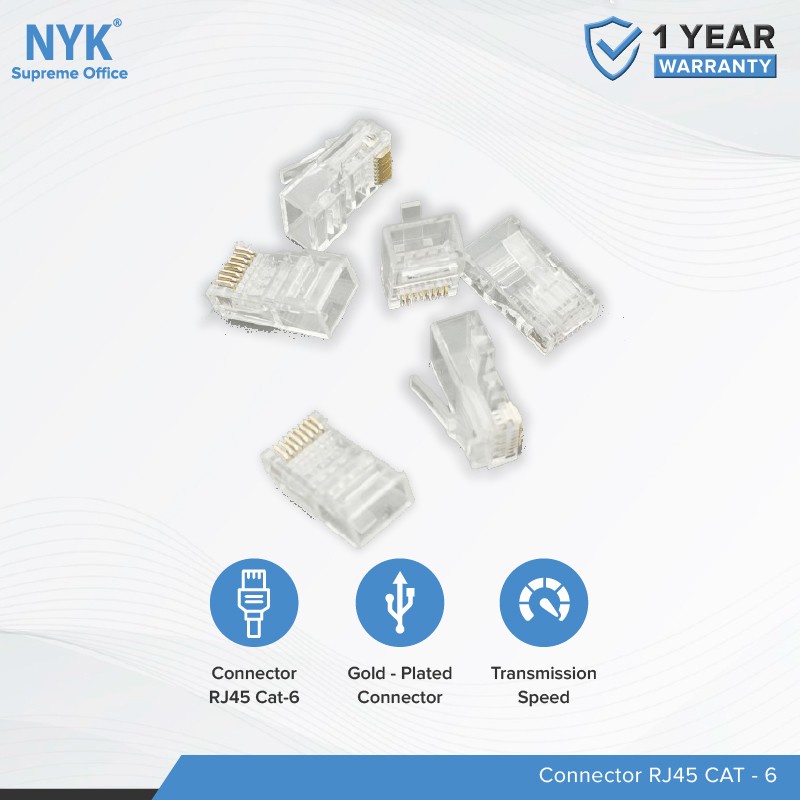 Konektor RJ45 Utp Cat 6 NYK Original Rj45 Lan 1 Box isi 50pcs