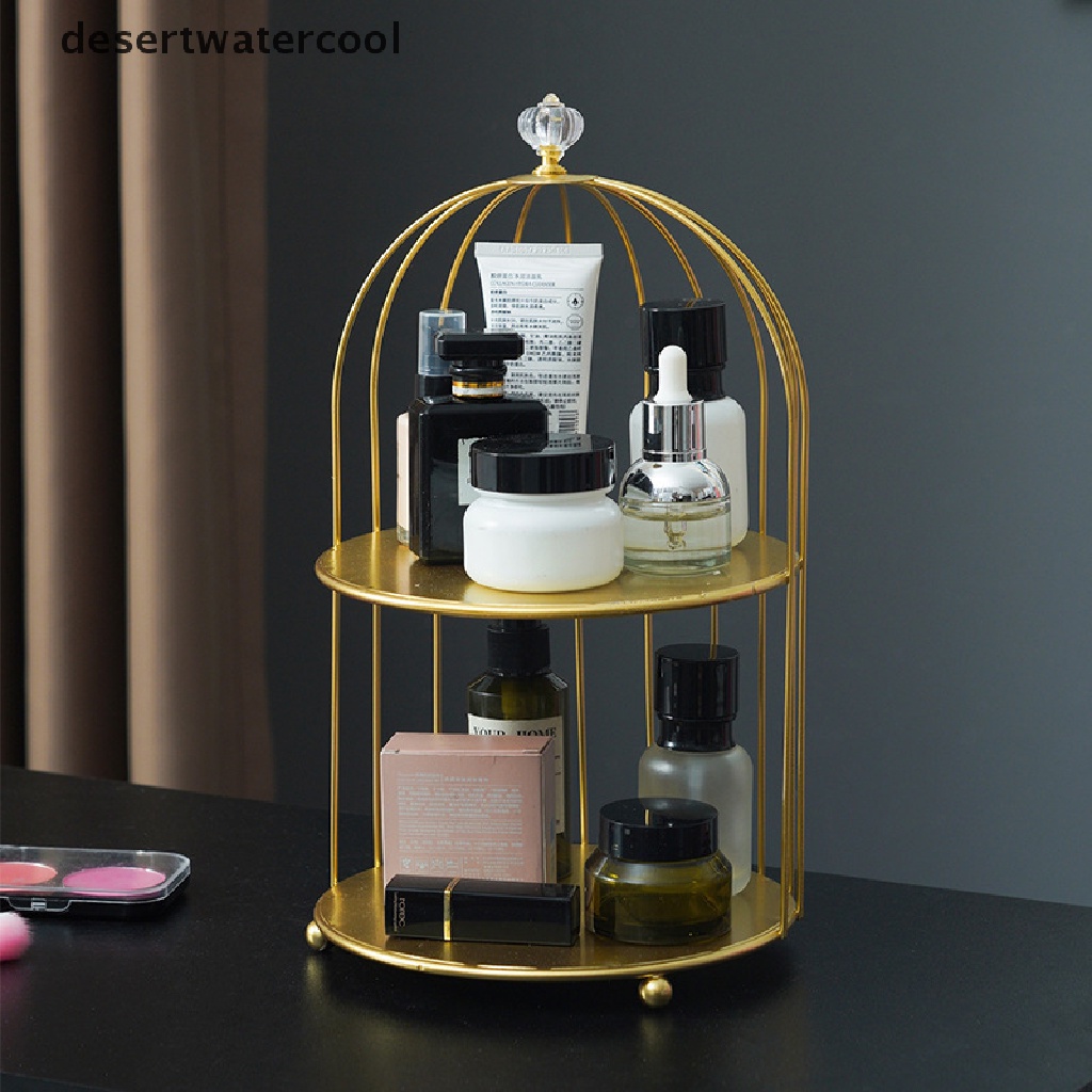 Deid Besi Art Nordic Style Bird Cage Rack Rak Penyimpanan Kosmetik Rak Meja Finishing Martijn