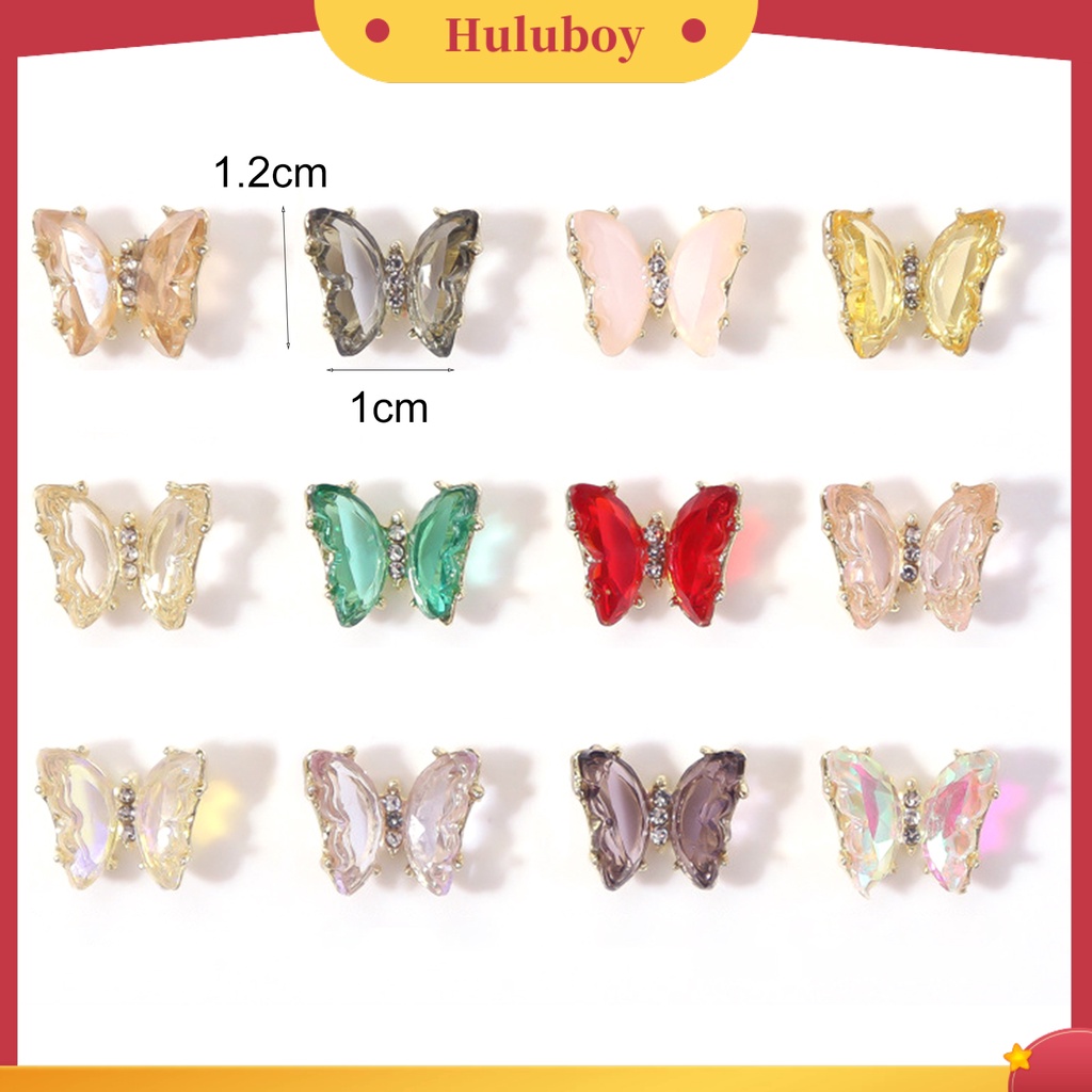 {In Stock} 10Pcs Dekorasi Kuku Bentuk Indah 3D Efek Visual Warna Vibrant Tampil Realistis Warna-Warni Kupu-Kupu DIY Nail Art Ornamen Pesta Nikmat Perlengkapan Kuku