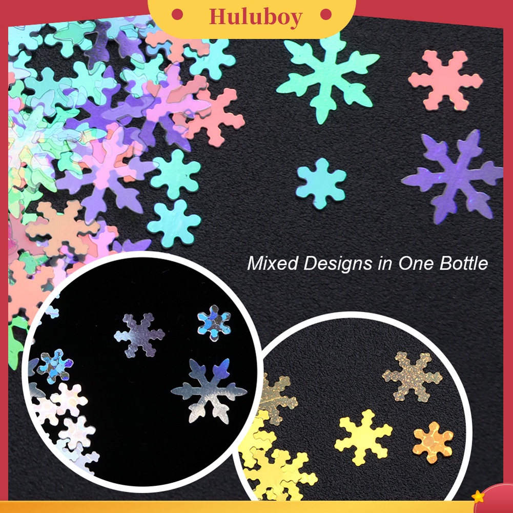 {In Stock} 1kotak Natal Dekorasi 3D Glitter Snowflake Nail Art Sequin Ultra-Tipis Flake