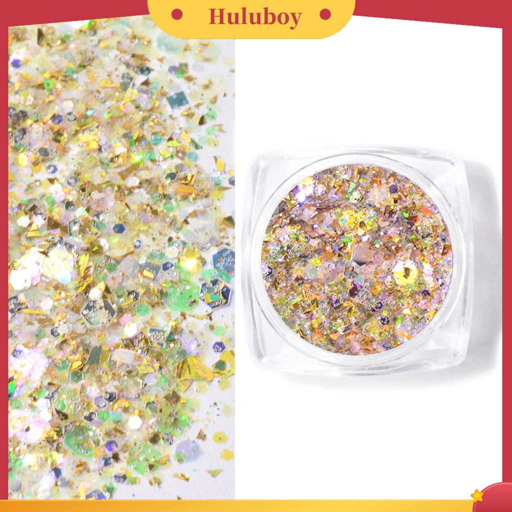 {In Stock} 1toples Kuku Glitter Serpihan Hexagon Berbentuk Ultra-Tipis Anti-Retak Warna Campur Sequin Nails Art Dekorasi Serpihan Untuk Kecantikan