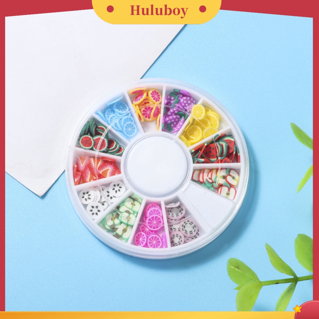{In Stock} 1kotak Irisan Kuku Bentuk Buah Bunga Efek 3D Ultra Tipis Polymer Mixed Nail Art Slime DIY Charms Untuk Perempuan