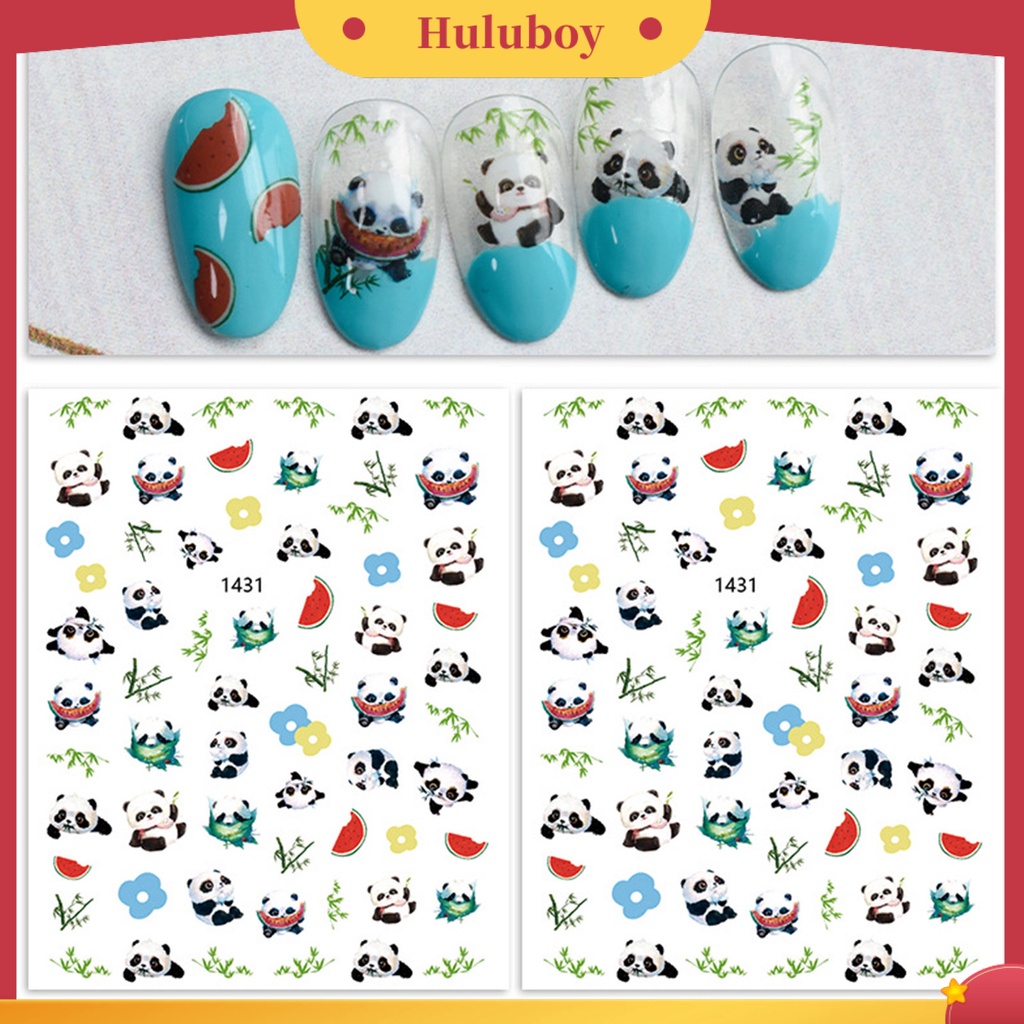 {In Stock} Desain Daun Panda Lucu Stiker Kuku Tempel Dekoratif Mudah Perekat DIY Kertas Nail Art Stiker Perlengkapan Kuku