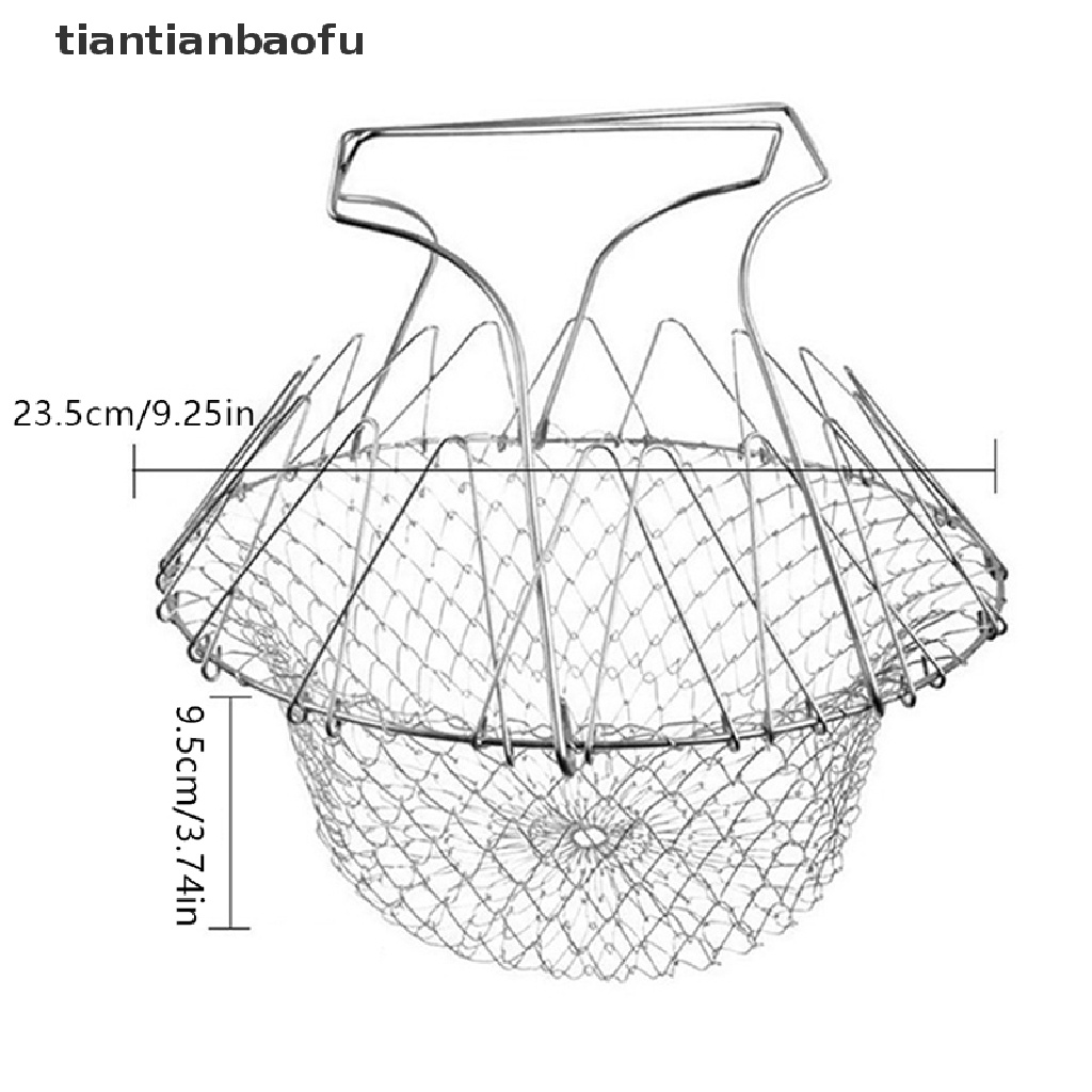 [tiantianbaofu] Saringan Bilas Uap Lipat Goreng French Chef Basket Drainer Mesh Strainer Jaring Butik