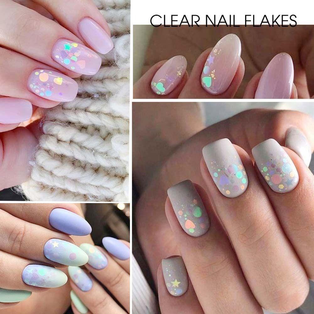 Needway Paku Payet Warna-Warni Hiasan Bulu Mata Cinta Hati Hexagons Bintang Hologram Glitter Kuku Glitter Serpihan