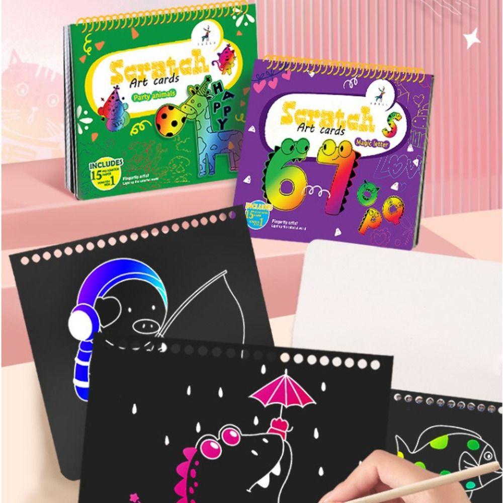 NEEDWAY Needway Kertas Gores Berwarna Diy Mainan Kreatif Edukasi Mainan Seni Anak Lukisan Buku Mewarnai Belajar Mainan Menggambar Template Mainan