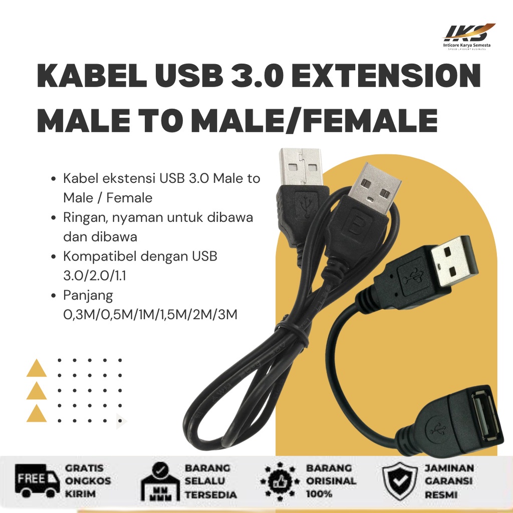 Kabel Usb 3.0 Male To Male/Female Extension Perpanjangan USB