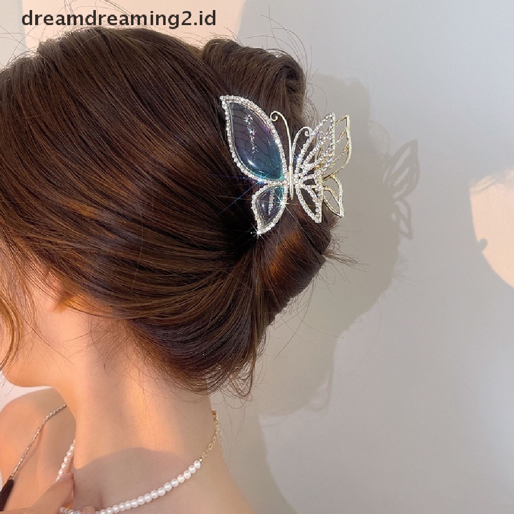 (hot) Butterfly Matte Hair Clip Fashion Wanita Hair Claw Shark Clip Jepit Rambut Klip Belakang Aksesoris Rambut Klip//