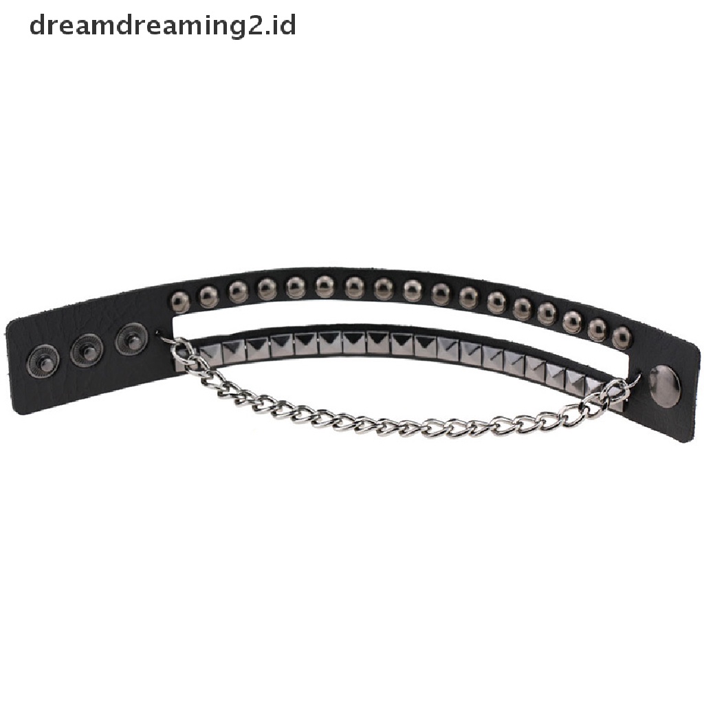 (hot) Multilayers Rivet Rantai Gothic Punk Manset Lebar Kulit Bangle Gelang Perhiasan//