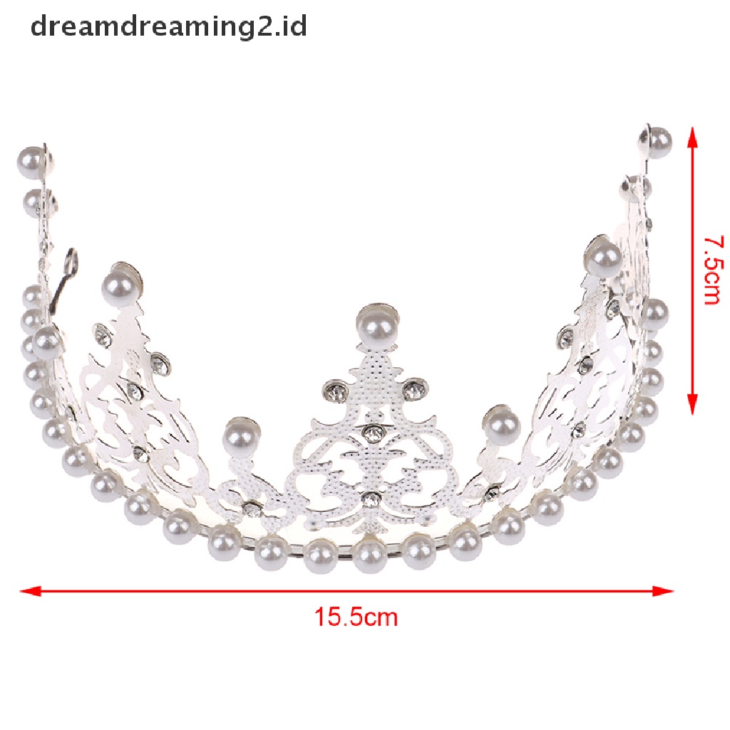 (hot) Shining Crown Cake Topper Metal Pearl Dekorasi Kue Pesta Pertunangan Pernikahan  //