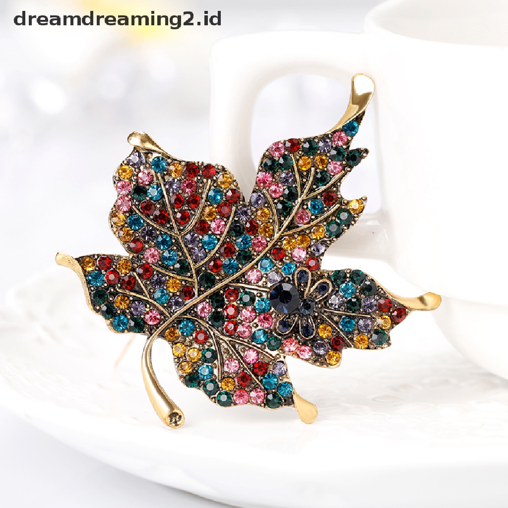 (hot) Colorful Maple Leaf Bros Pin Kerah Dekorasi Lencana Korsase Wanita Perhiasan//