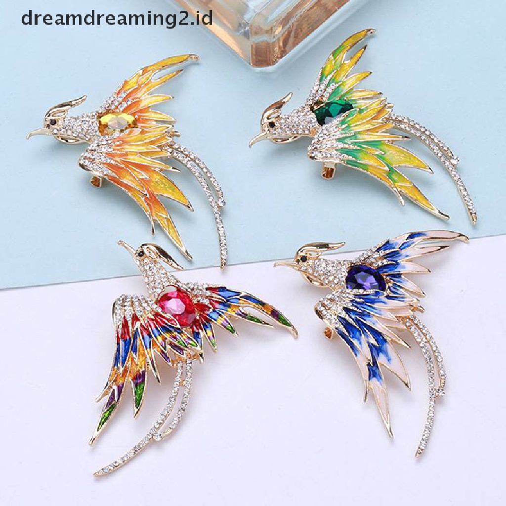 (hot) Pin Bros Burung Phoenix Kristal Fashion Untuk Wanita Hadiah Perhiasan Pesta Perjamuan//