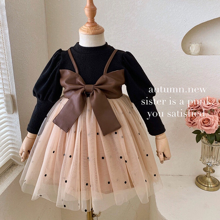 Gadis 0-3 tahun Xiaoxiangfeng Dress Autumn Dress Gaya Luar Negeri Anak Korea Versi Korea Musim Gugur dan Musim Dingin Lolita Dress Princess Rok