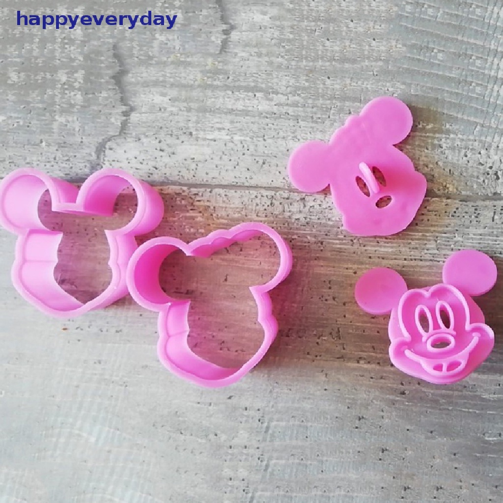 [happy] 2pcs/set Alat Pemotong Kue Kering Lovely Kitty Cats Plastik Food Grade [ID]