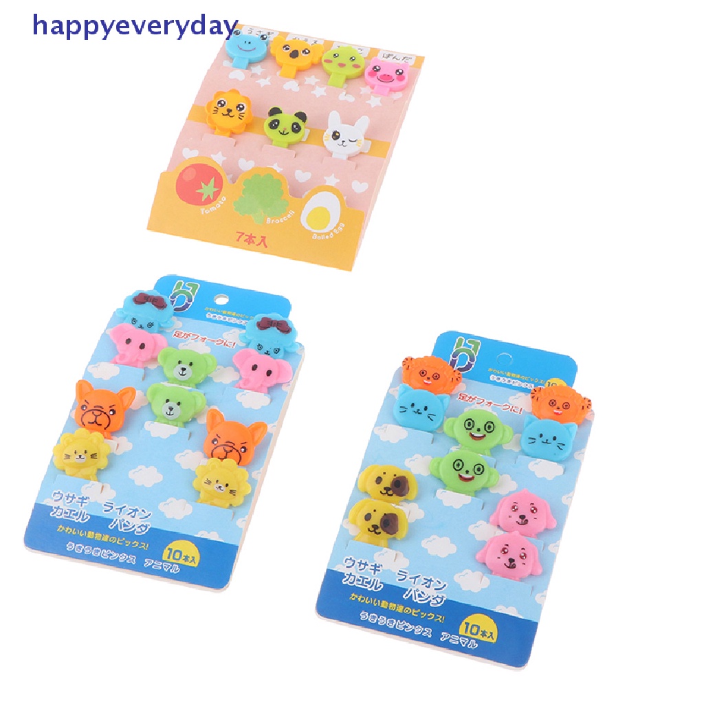 [happy] 7per8/10pcs Kartun Mini Garpu Buah Animal Farm Mini Cartoon Fruit Fork Garpu Makanan [ID]