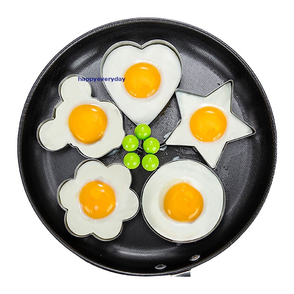 [happy] Stainless Steel 5pcs Cetakan Telur Goreng Pancake Omelet Alat Masak Telur Goreng [ID]