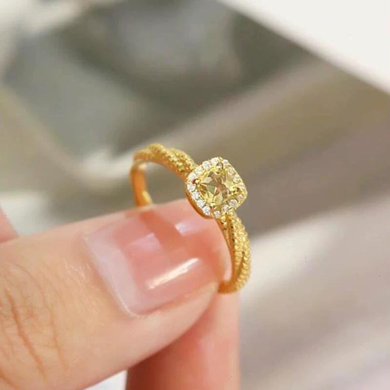 Cincin citrine Batu Gula Anti Karat lady's Korean open ring