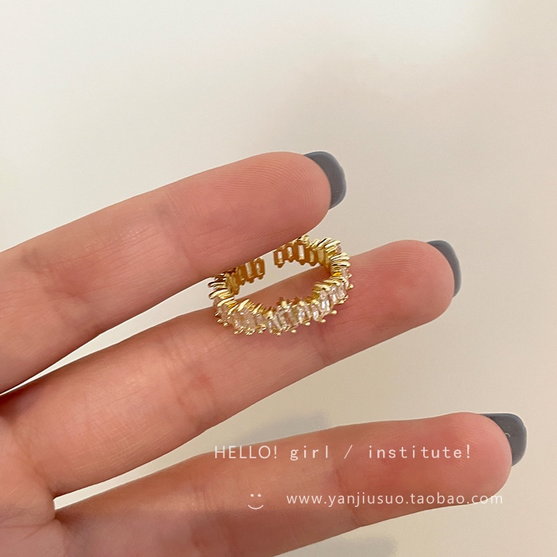 Cincin Jari Emas Kristal Elegan Untuk Wanita Aksesoris Perhiasan Cincin Zirkon Fashion