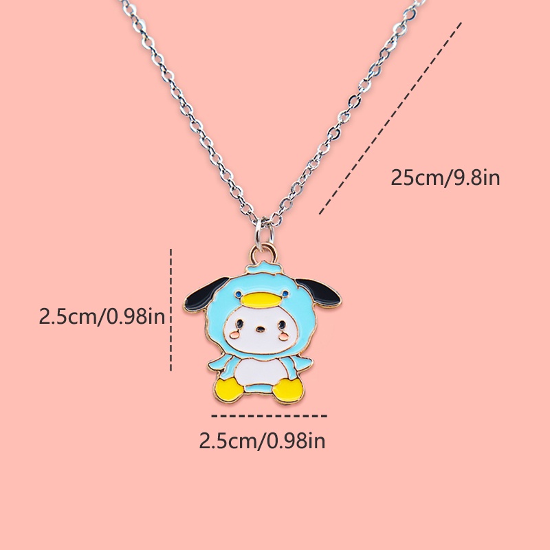 Kartun Anjing Anak Kucing Anak Liontin Stainless Steel Kalung Perlengkapan Siswa Hadiah Ulang Tahun Logam Aksesoris Fashion