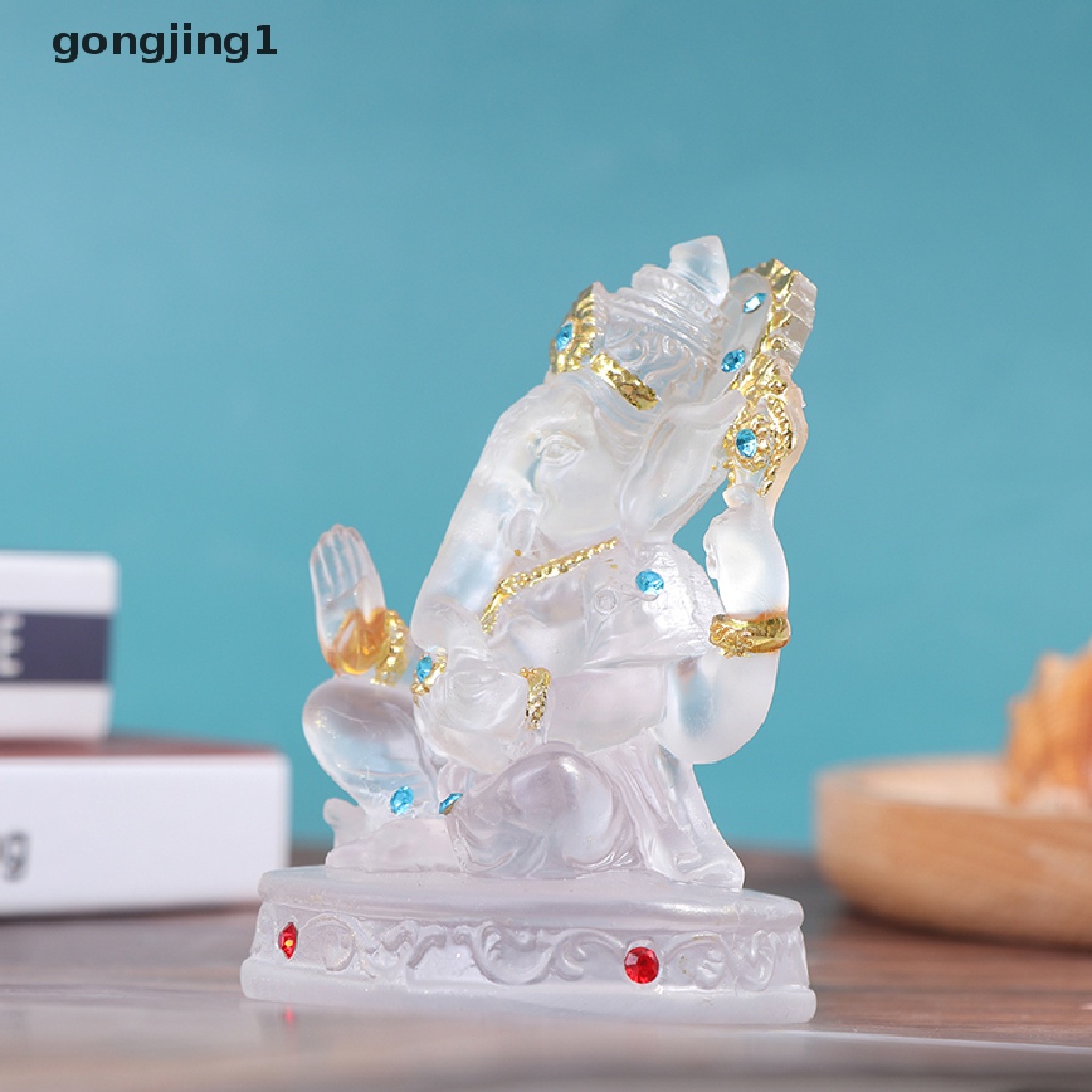 Ggg Ganesh Patung Dewa Sukses Gajah Hindu Resin Transparan Figurine Ornamen ID