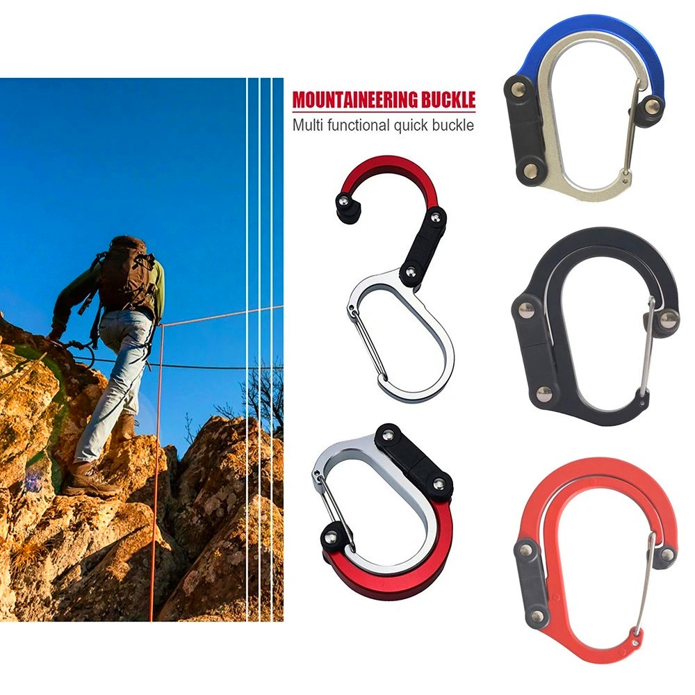 Gear Clip Hybrid Multifungsi - Carabiner Rotating Hook Clip Peralatan Klip Kuat Non-Locking Untuk Camping Hiking Memancing Travel Ransel Gadget Tahan Aus Luar Ruangan