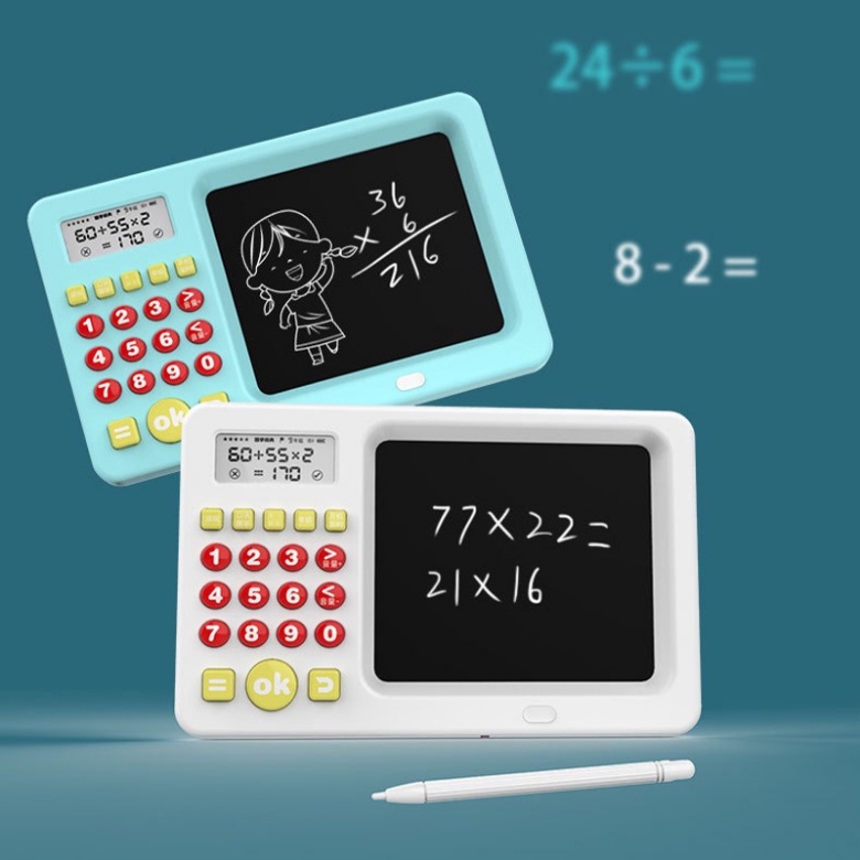 Mainan Edukasi 2in1 Belajar MATEMATIKA Papan Tulis Anak LCD Writing Color Board Kalkulator USB Charge Berisi Papan Tulis and pensil 6-12 Usia