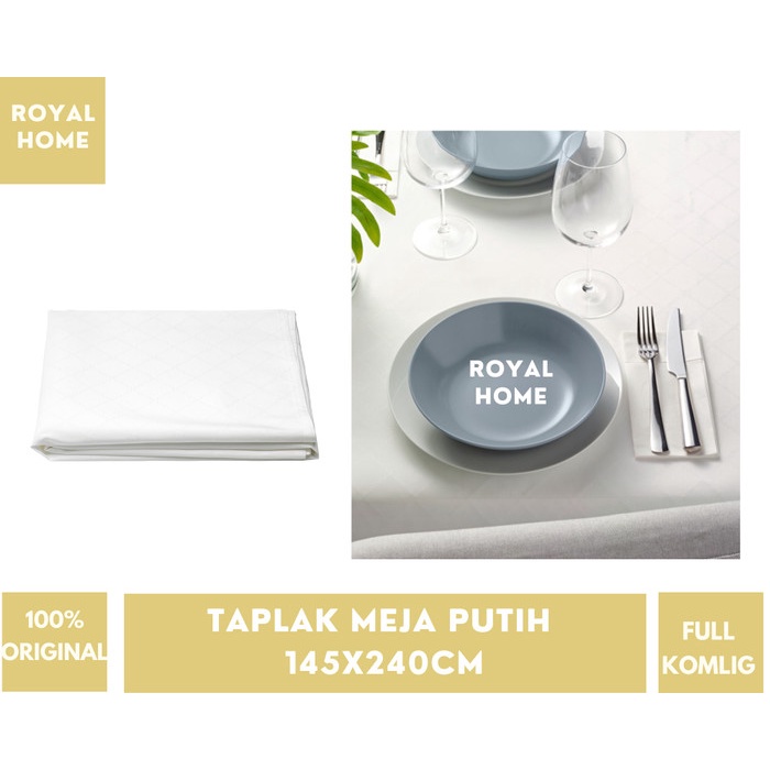 Taplak Meja Poliester Putih 240x145 IKFullkomlig White Tablecloth