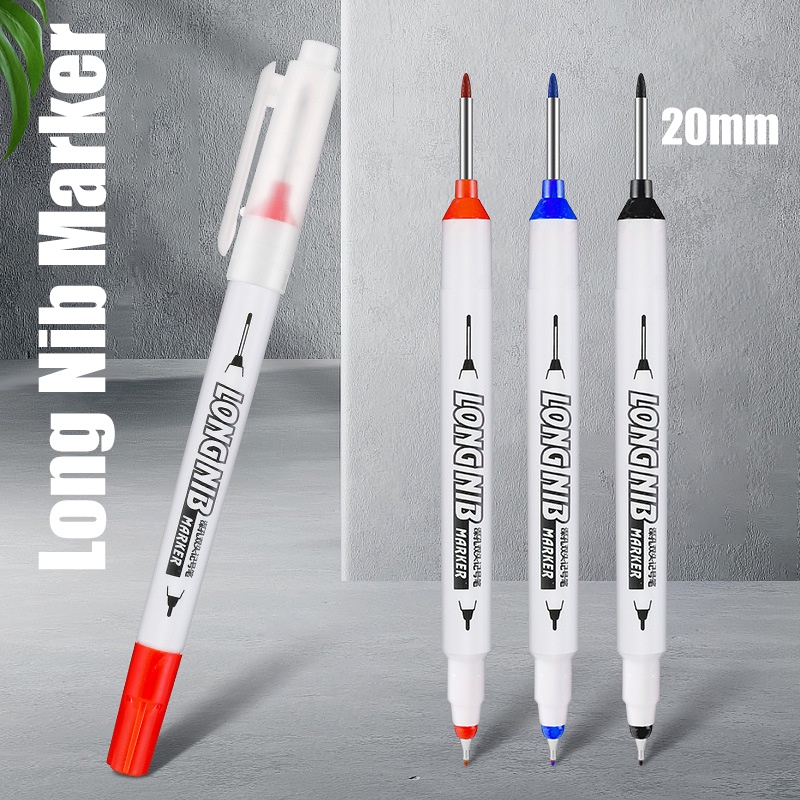 [Harga Grosir] 1PC Penanda Nib Panjang Serbaguna 20mm Kepala Penanda Ekstensi Lubang Dalam Tahan Air Mekanik Pertukangan Pen Konstruksi Marking Pen