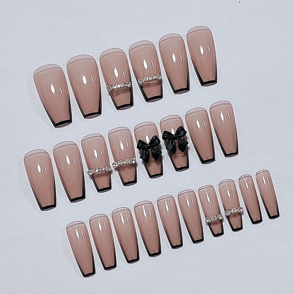 24pcs Kuku Palsu Set Desain DIY French Finger Nail Art Fasle Nail COD