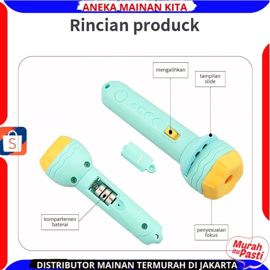 ( BISA COD ) 4 SLIDE 32 GAMBAR Mainan Anak Senter Proyektor Flashlight SNI / Mainan Projector Gambar / Mainan Edukasi Anak / Mainan Anak Laki Laki / Mainan Anak Perempuan