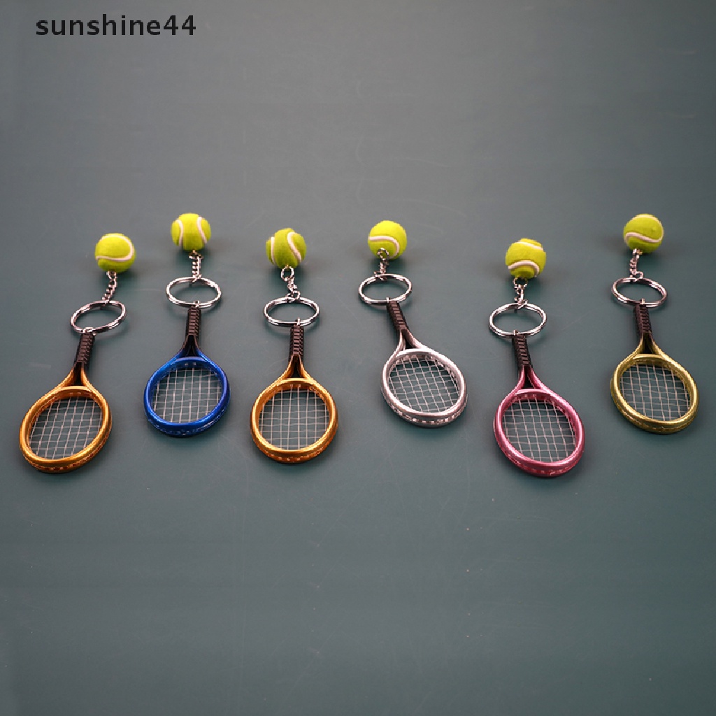 Sunshine Lucu Olahraga Raket Tenis Mini Liontin Gantungan Kunci Finder Holer Aksesoris Hadiah ID