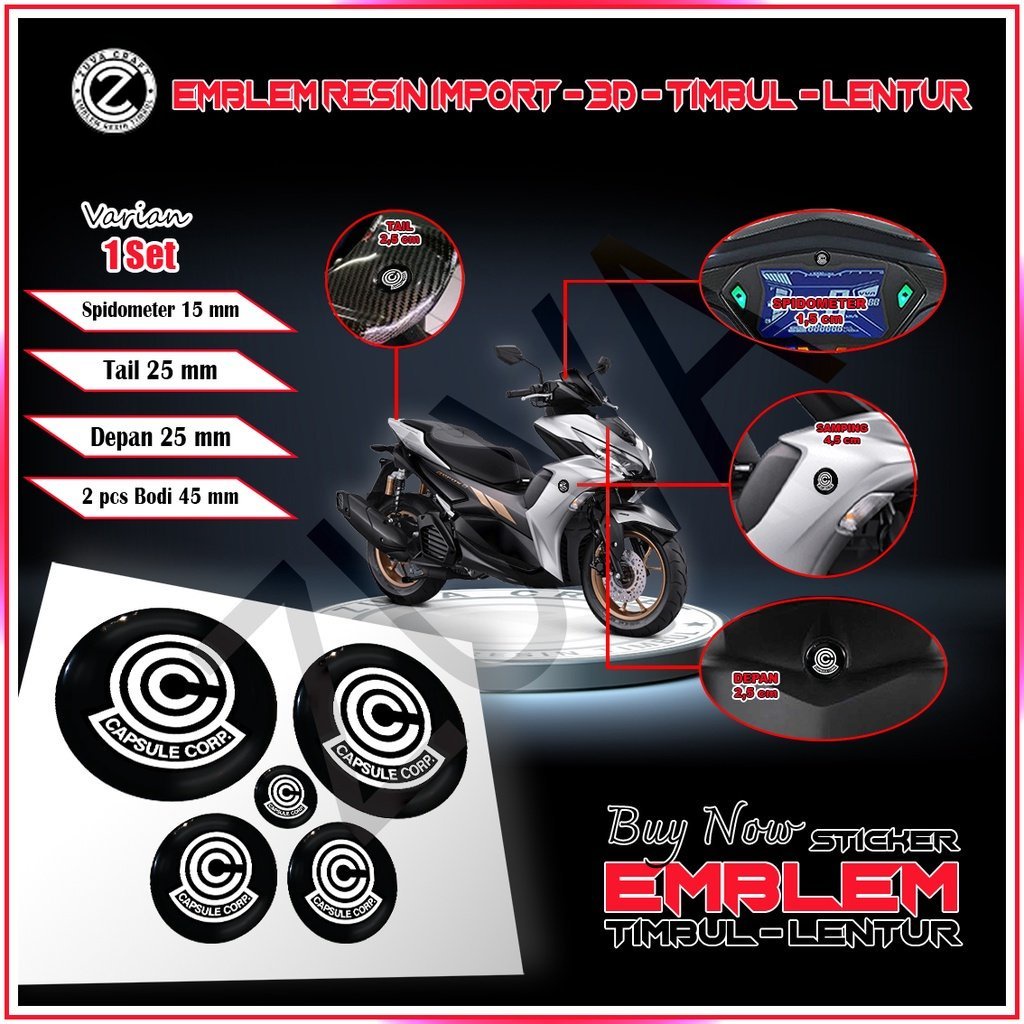 STIKER MOTOR 1 SET STIKER MOTOR LOGO CAPSULE CORP STIKER NMAX STIKER AEROX STIKER EMBLEM NMAX AEROX 