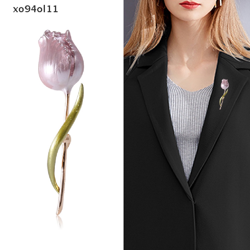 Xo Baru Enamel Tulip Bros Untuk Wanita Bunga Pernikahan Pesta Kantor Bros Pin Hadiah OL