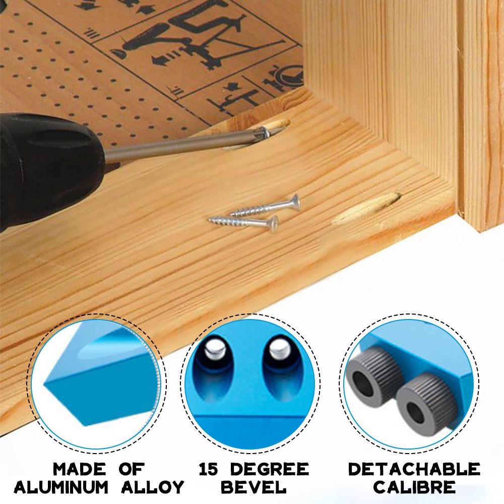 【 ELEGANT 】 Hole Screw Jig Set 7PCS Pocket Hole Punche 15derajat Panduan Bor Joint Angle Locator Alat Tukang Perkakas Jig Kit