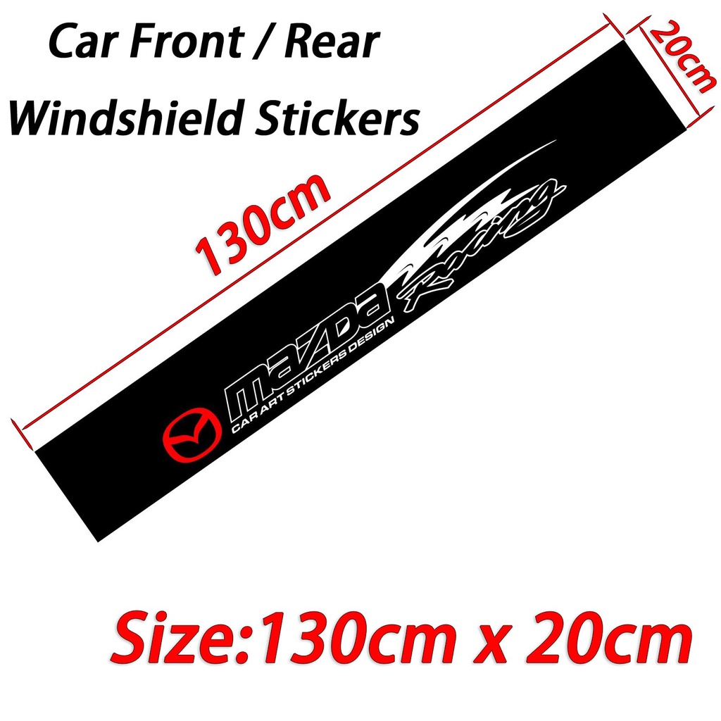 Sticker Kaca Depan Mobil Sticker Hitam Stiker Hias Untuk Aksesoris Mazda 3 2 5 CX3 RX8 BT50 323 CX8 CX30 RX7 626 CX7 NX5 CX9