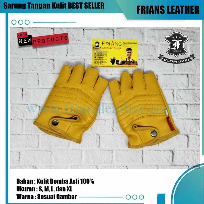 Sarung Tangan Kulit Half - Sarung Tangan Kulit Motor Matic Kuning