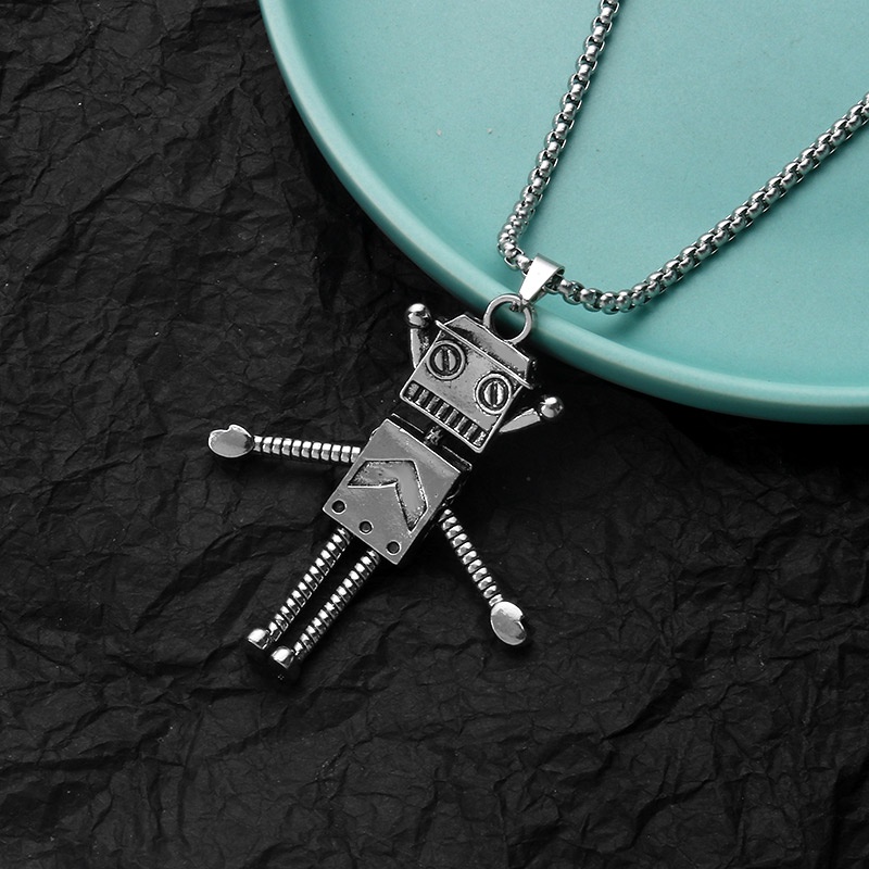 Eropa Amerika Gelombang Uap Retro Distressed Robot Hip Hop Kalung Jalan Unik