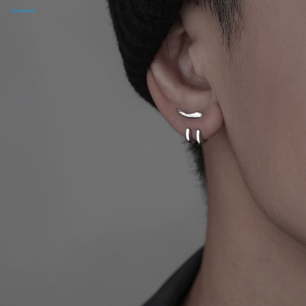 Lilyscent Solid Anting Dewasa Fashion Perhiasan Gaya Sederhana Pria Anting Punk