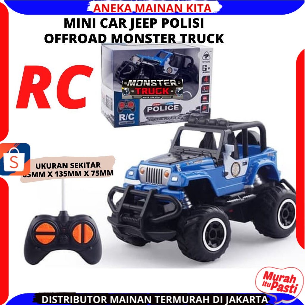 PROMO MAINAN ANAK MOBIL REMOTE CONTROL POLISI JEEP RC CAR ROCK CRAWLER  PATROLI POLICE JIP REMOT KONTROL