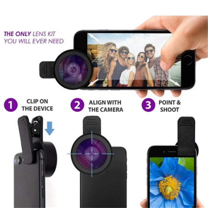 Lensa Handphone Universal Edisi Profesional 0.45x 49uv Klip 37mm Ultra Wide angle+Macro 2-in-1 Wide-angle Lens