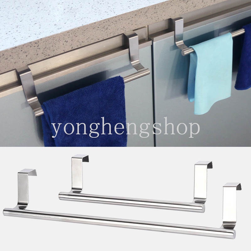 2ukuran Rak Handuk Stainless Steel Bar Over Door Gantungan Hook Lemari Dapur Rak Rak Kamar Mandi Tempat Handuk Berdiri Organizer Rumah