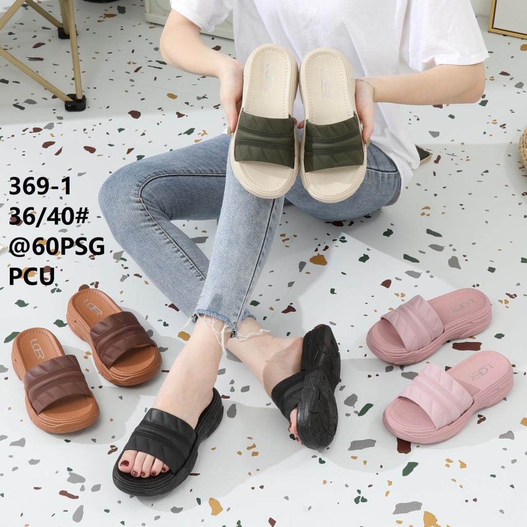 Sandal Fuji Flatform Motif Kerut Garis 2 Cantik dan Elegant Import dan Trendy LCR 369-1 36-40