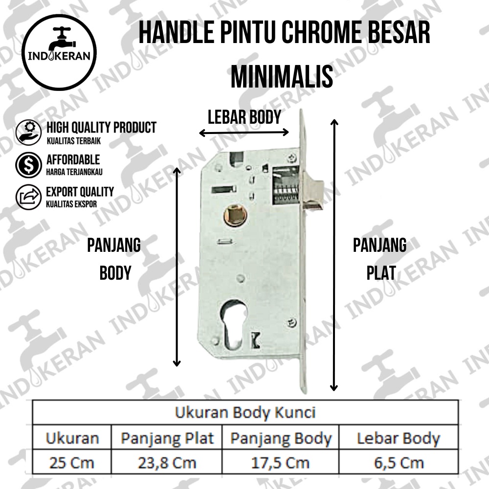 INDOKERAN - Handle Pintu Silver Chrome Kotak Minimalis - Besar