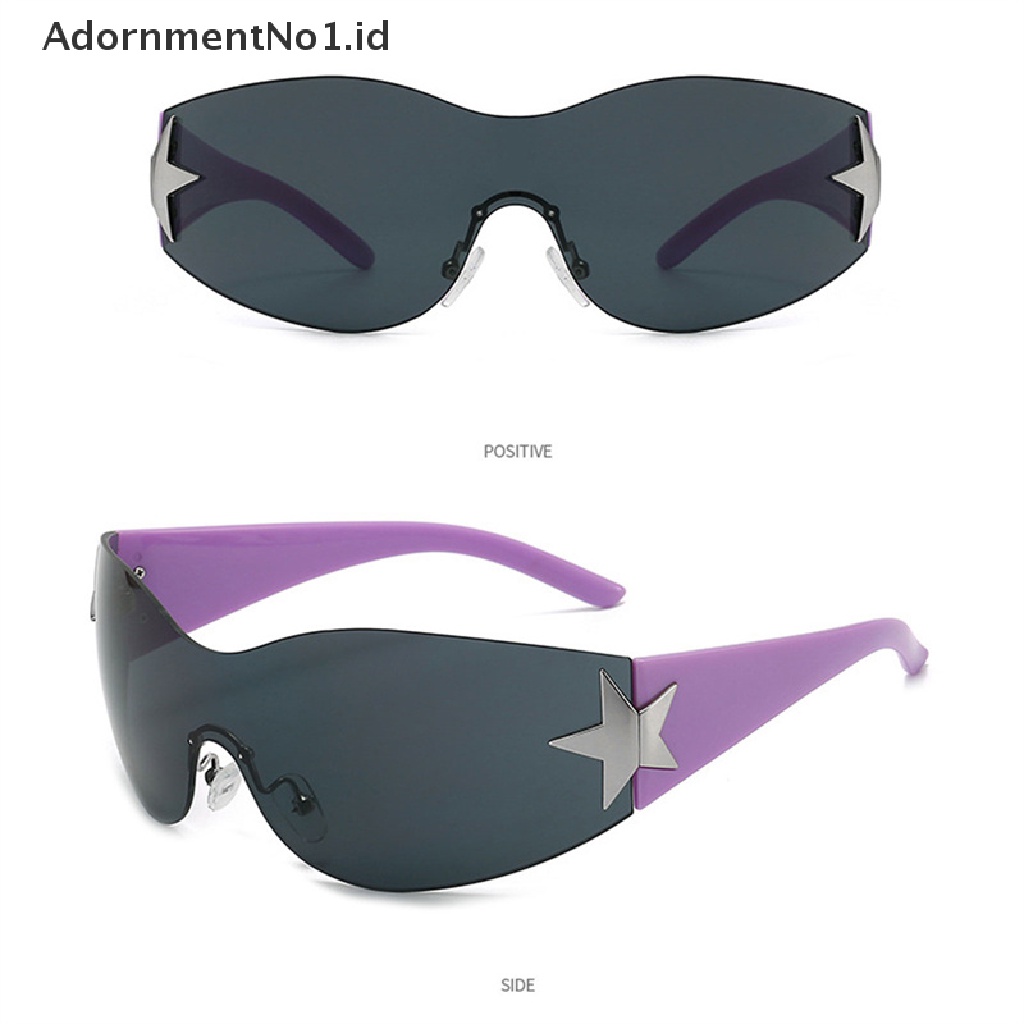 [AdornmentNo1] Punk One Piece Kacamata Hitam Shades Bintang Lima Wanita Fashion Olahraga Anti UV Kacamata Matahari [ID]